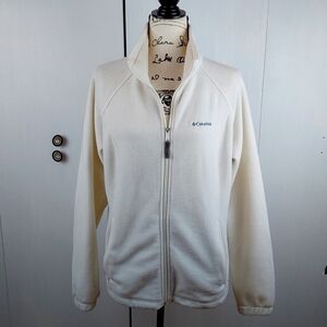 Columbia-Womens Off White Fleece Coat/Jacket Super Soft Zip Pockets Sz.XL